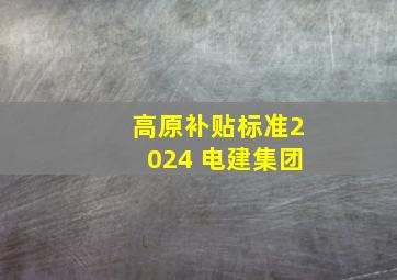 高原补贴标准2024 电建集团